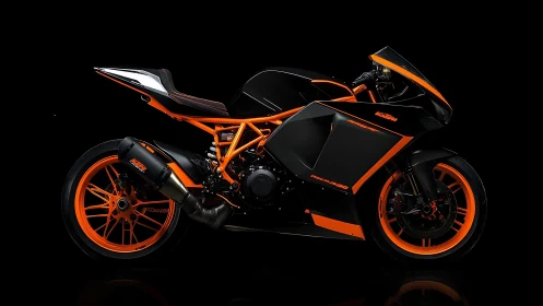 Midnight KTM superbike glows with searing neon orange armor.
