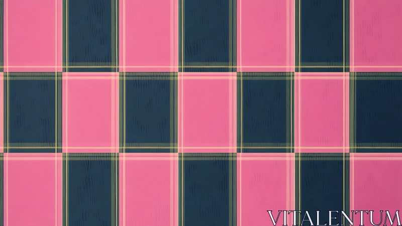 Pink and navy tartan grid forms bold geometric textile.