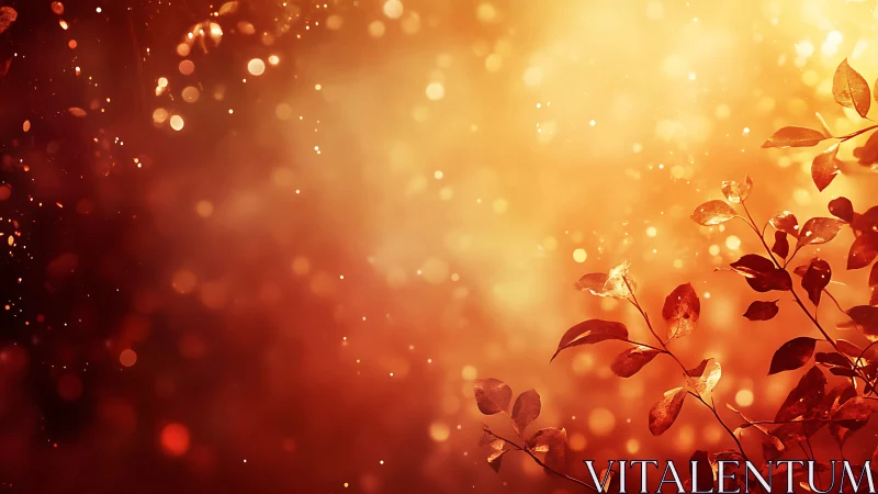 Autumn foliage composition with ambient light particles.