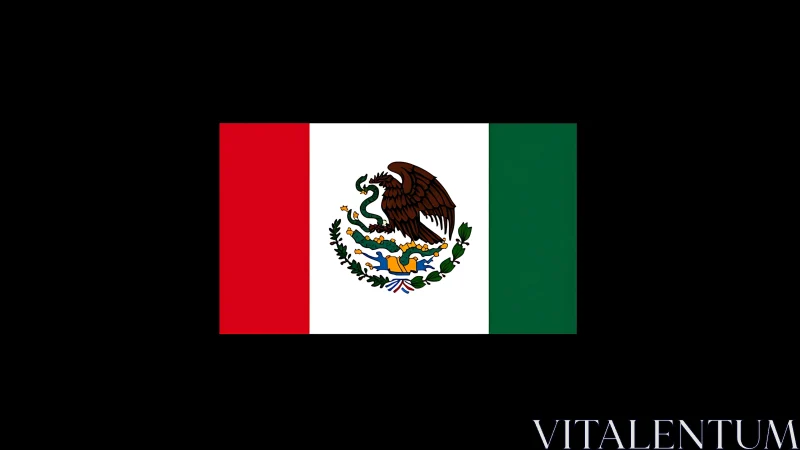 Flag of Mexico on black background, centered and bold.