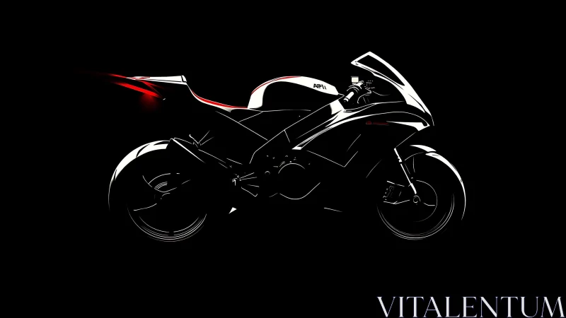 High contrast sportbike side profile in minimalist vector rendering