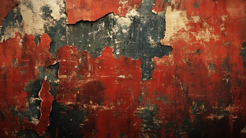 Weathered red and black peeling paint texture, grunge style.