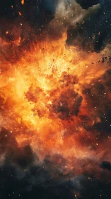 Cosmic explosion with debris and radiant light energy.