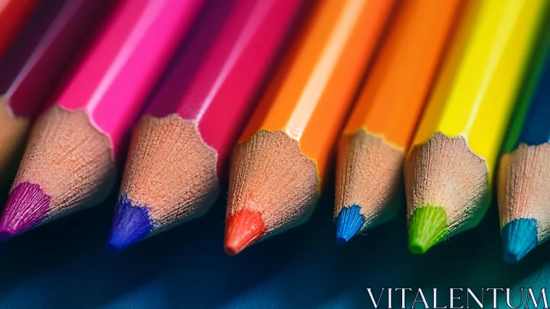 Vibrant colored pencils aligned in crisp macro detail.