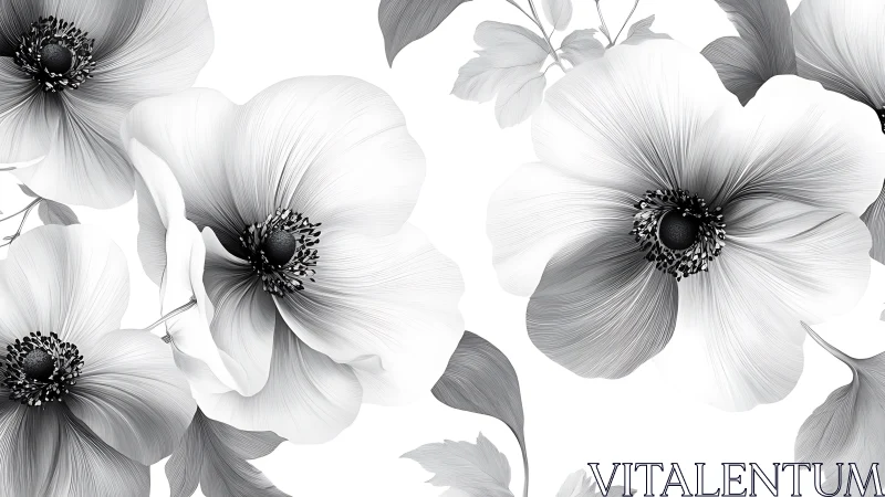Black and White Anemone Blooms Dance Gracefully.