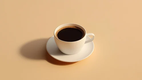 Matte ceramic cup of black coffee on monochrome backdrop