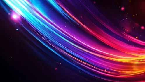 Neon comets braid across space in glowing chromatic ribbons