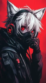 Neon fox-eared gamer wrapped in midnight street style.