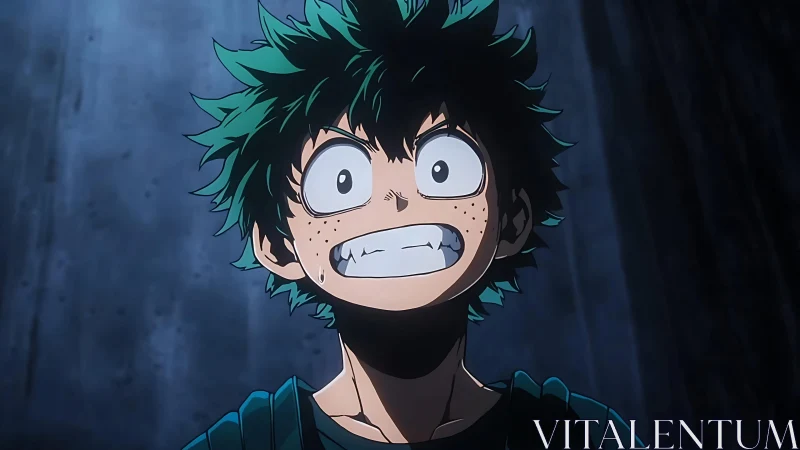 Wide-eyed young hero bracing for the next big challenge.