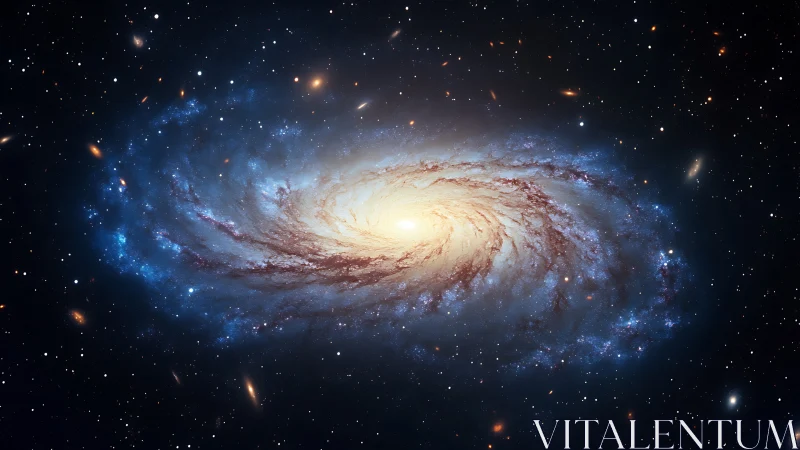 Spiral galaxy core rendered in luminous digital painting style.