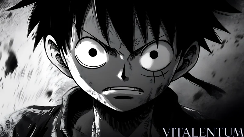 High-contrast anime close-up of battle-hardened fighter face.