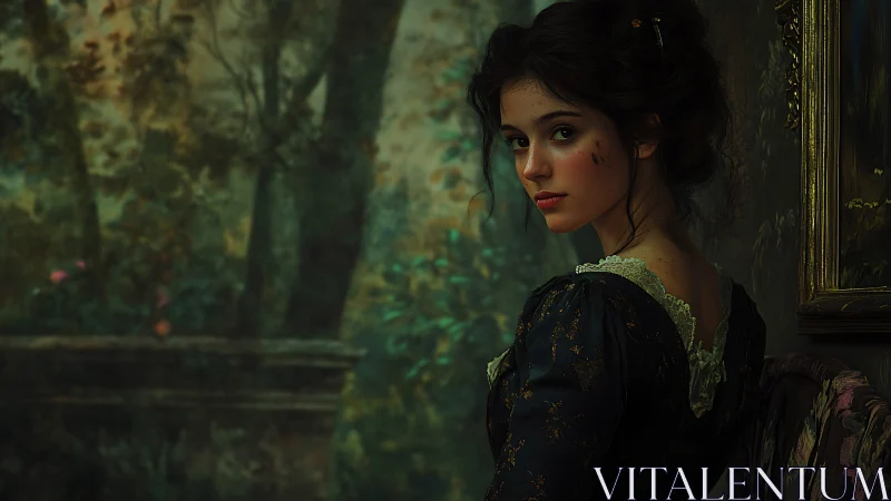 Wounded garden muse turning toward a half-remembered secret.