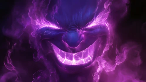 Laughing nebula spirit wrapped in electric violet smoke.