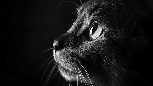 A Cat's Piercing Gaze Captured in Striking Black and White