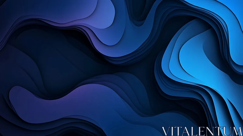 Layered blue gradient contours with fluid abstract topography