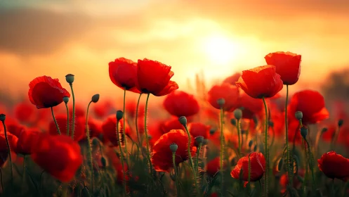 Golden Hour Poppies: Nature's Radiant Celebration.