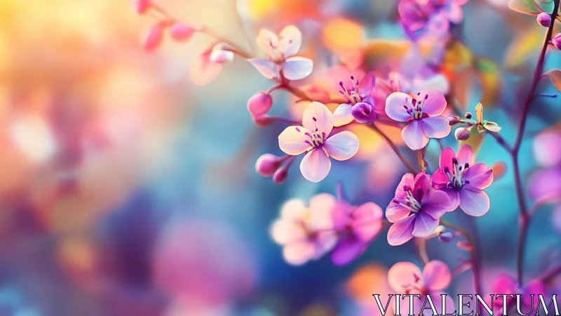 Colorful Small Flowers in Soft Focus with Warm and Cool Tones