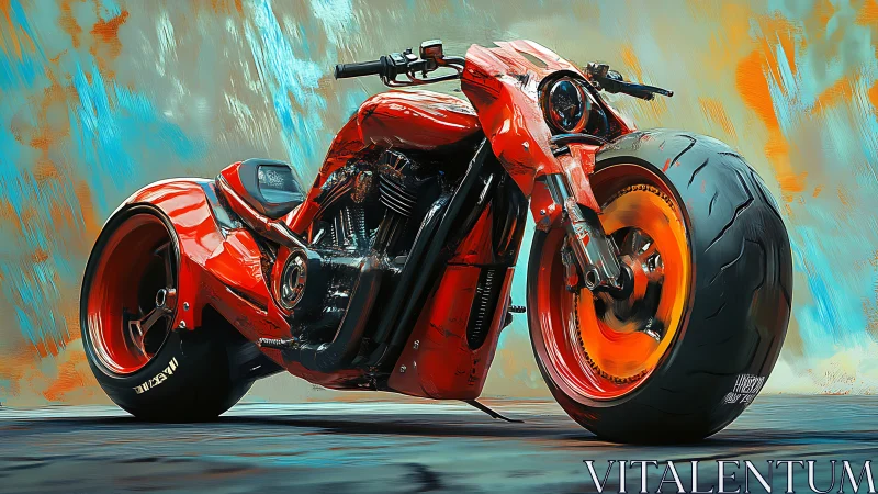 Aerodynamic cyber-cruiser motorcycle in high-saturation digital rendering.