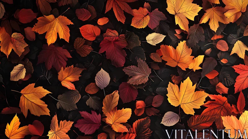 Autumnal foliage dispersion with high-contrast chromatic mapping.