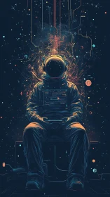 Cosmic coder astronaut quietly rewriting the starscape.