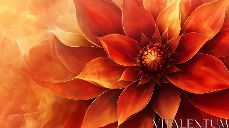 Radiant orange digital flower fills frame with layered petals