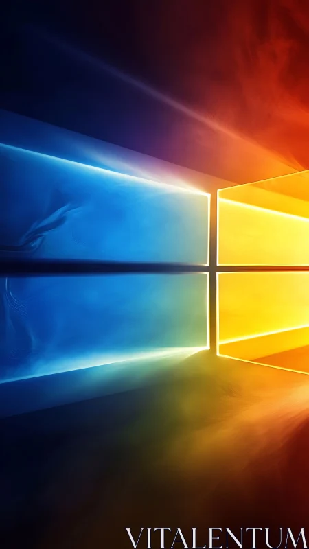 Windows-inspired luminous pane abstraction in dual tones.