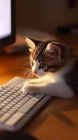 Curious Kitten Discovers the Keyboard.