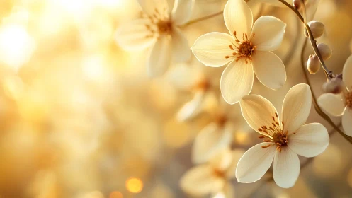 Delicate Sunlit Flowers Dance in Warm Golden Light