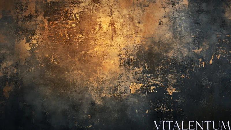 Grunge Abstract Texture with Golden and Dark Tones, Modern Art.