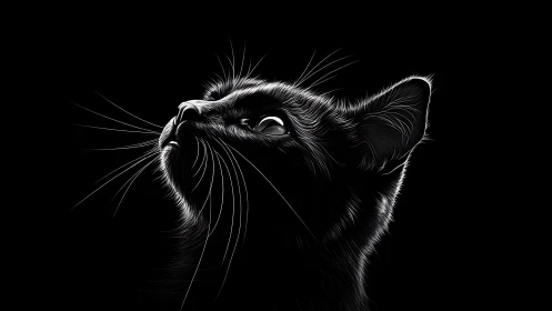 Feline Profile in High Contrast Black and White.