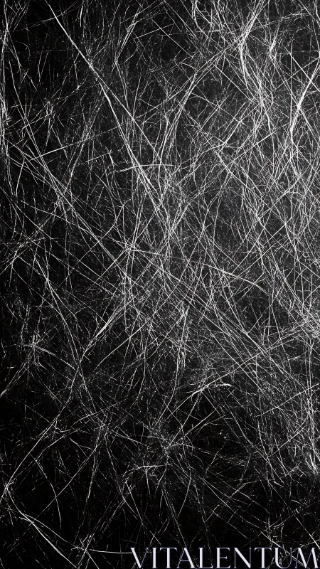 Scratched black surface with dense white linear marks.