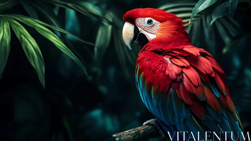 Vibrant Scarlet Macaw in Lush Jungle, Realistic Digital Art.