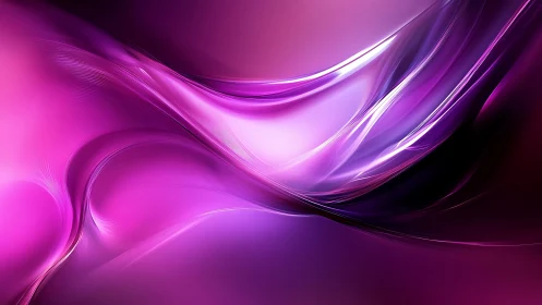 Abstract purple flowing waves digital art with glossy effects.