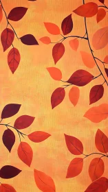 Autumn leaf branches over textured golden background.
