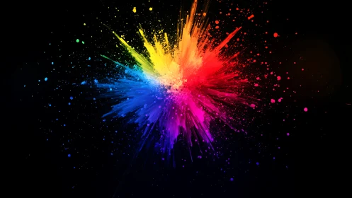 Colorful burst of radiant powder blooms across deep black