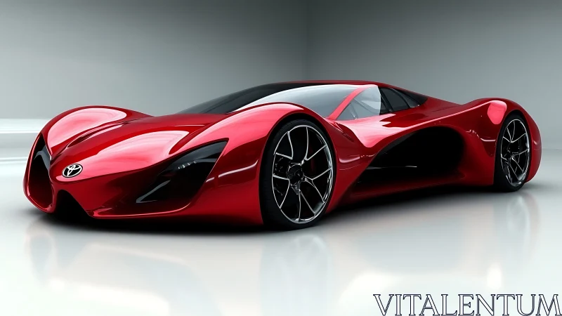 Ruby streamliner supercar curves through liquid light. Period.