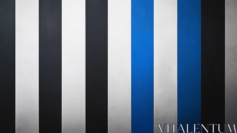 Vertical striped pattern in black, white, blue sequence.