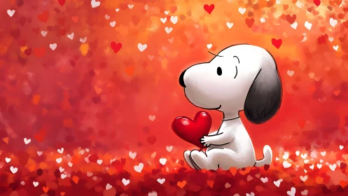 Snoopy Embraces Love: Heartwarming Valentine's Day Illustration.