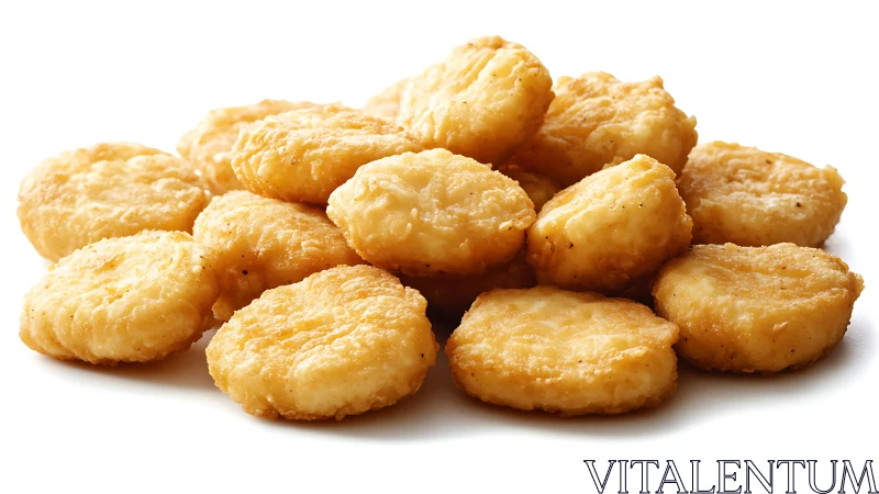 Golden breaded chicken nuggets arranged in a studio still life