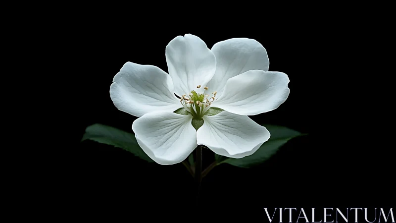 White Dogwood Blossom Against Black Background.