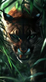 Emerald-Eyed Hunter: Nature's Fierce Green Gaze.