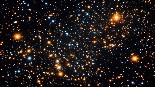 Dense star field with orange and blue stellar points.