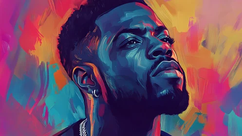 Neon-lit portrait captures bold confidence in vivid color haze