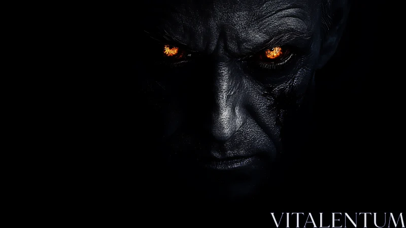 Smoldering demon gaze in stark low key portrait lighting.