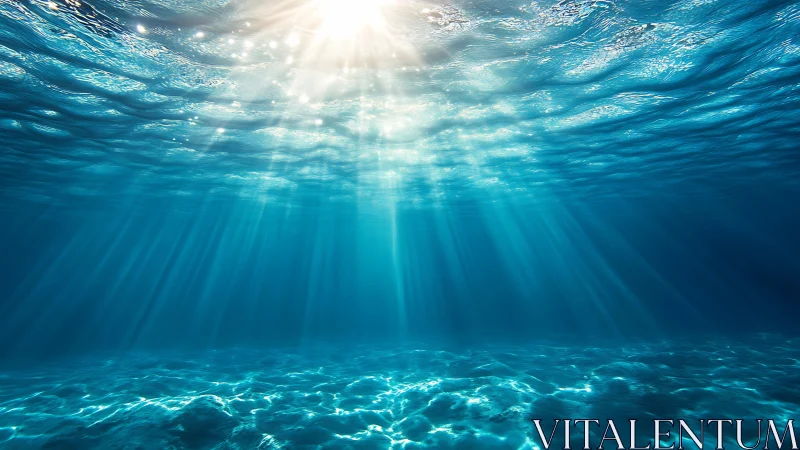 Sunlit ocean depths glow with tranquil blue serenity