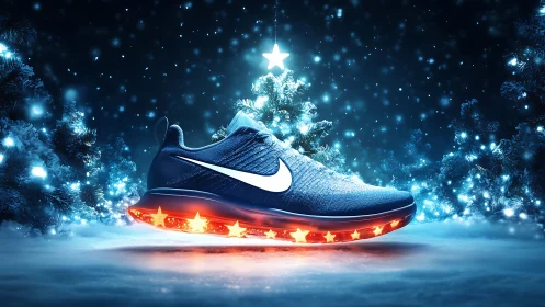 Starlit winter sneaker blazing across a frosted dreamscape.
