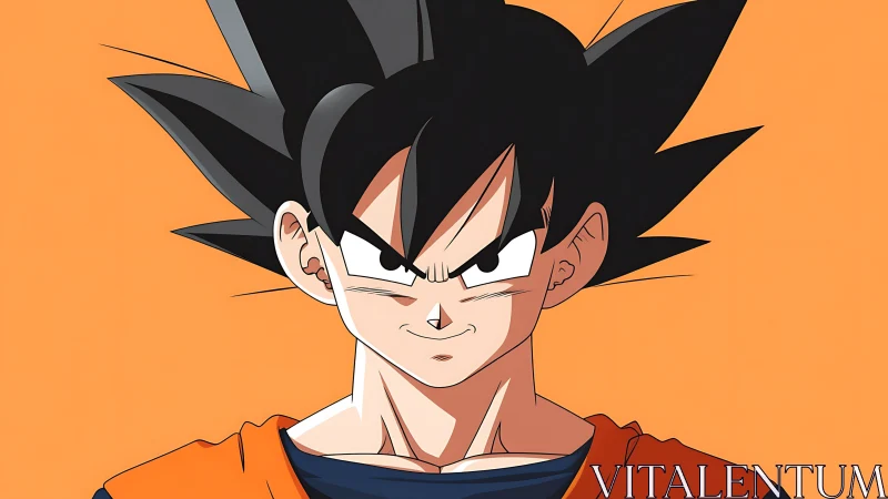 Spiky haired anime warrior in bold orange portrait profile.