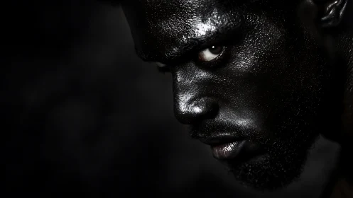 Low key close-up portrait uses specular highlights to sculpt skin