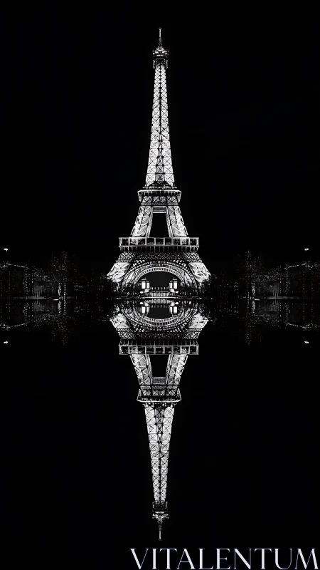 Eiffel Tower stands centered with sharp vertical reflection