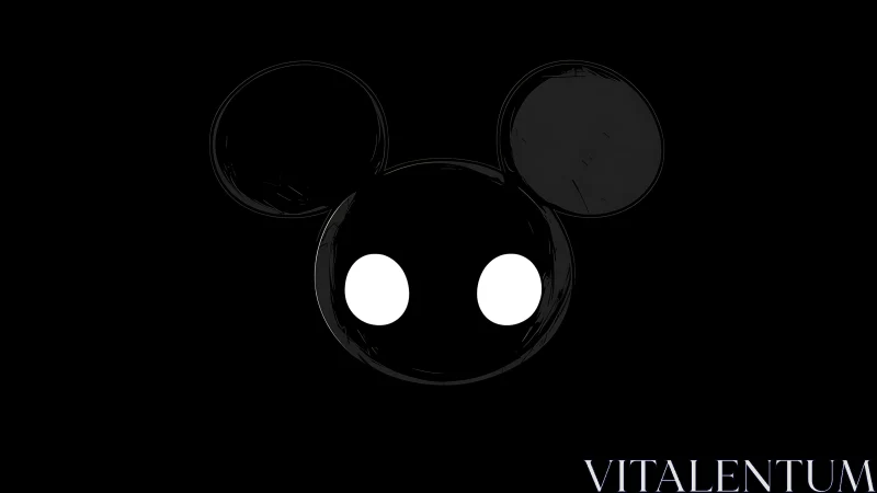 Minimal mouse head silhouette with glowing white eyes.